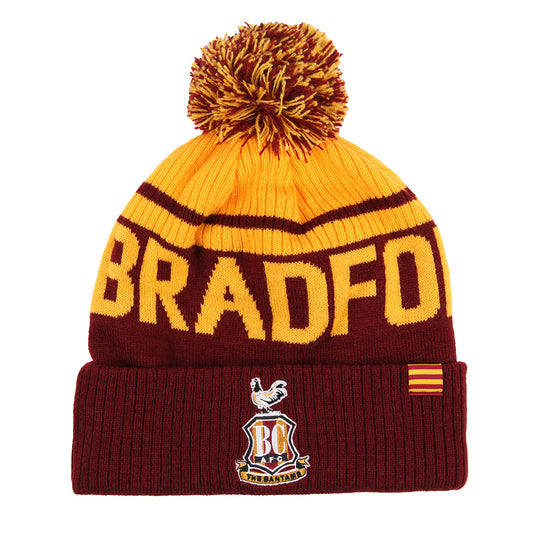 BCAFC Club Text Bobble Hat Claret|Amber