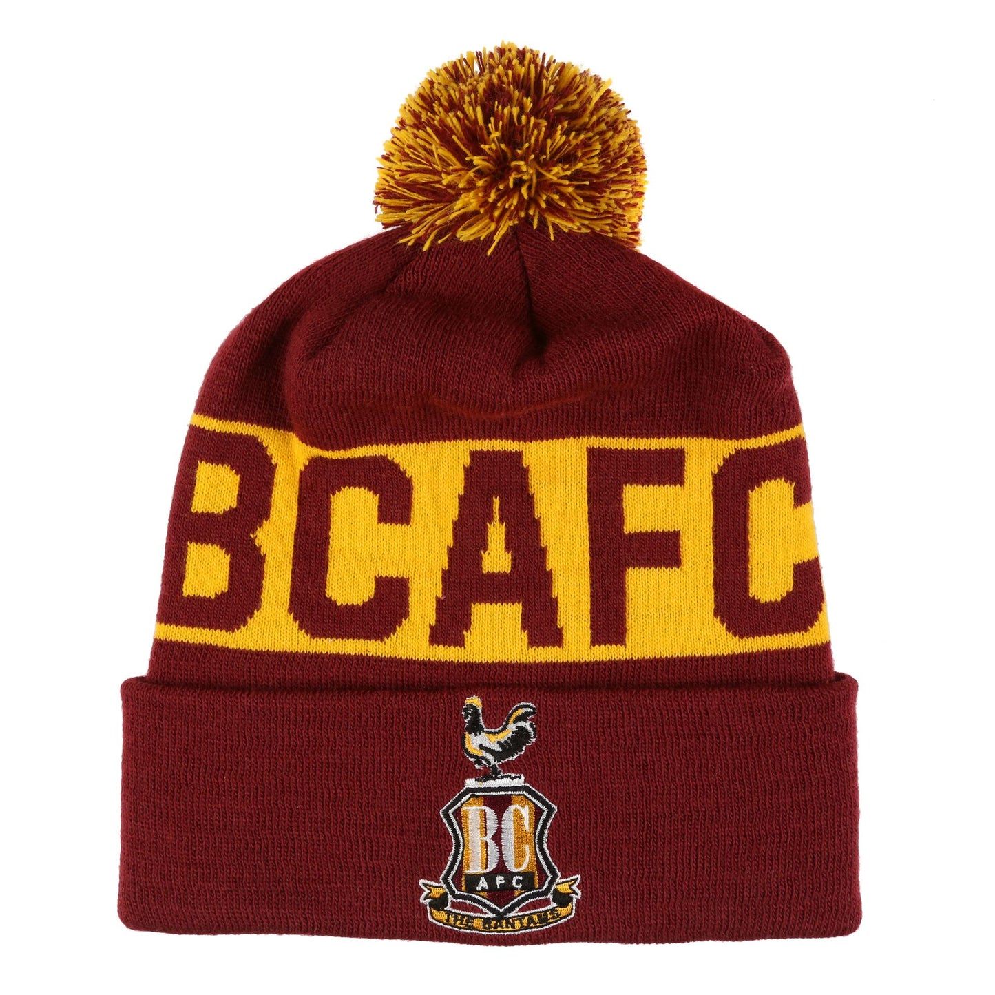 BCAFC Text Bobble Hat Claret|Amber