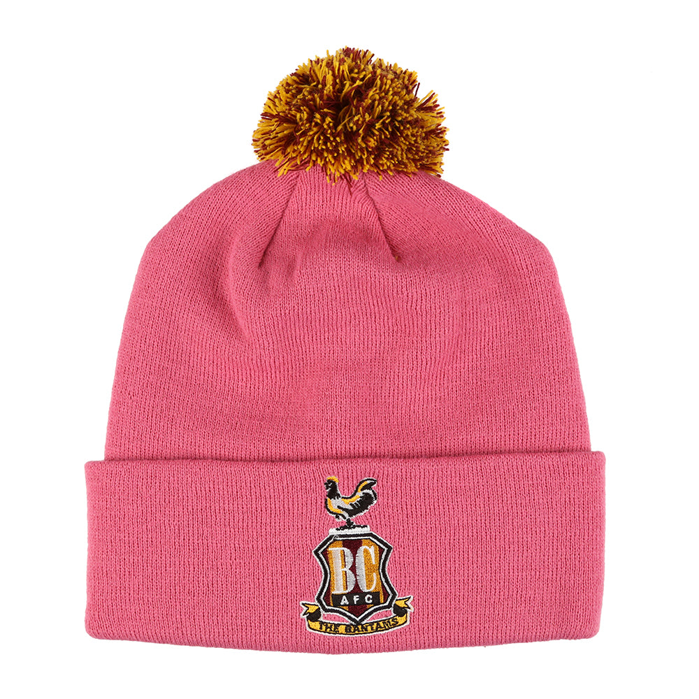 Crested Plain Bobble Hat Pink