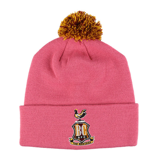 Crested Plain Bobble Hat Pink