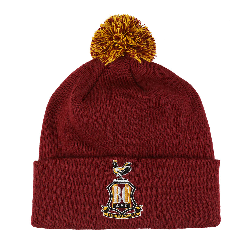 Crested Plain Bobble Hat Claret|Amber