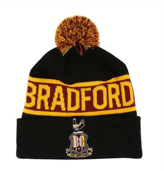 Bradford Text Bobble Hat Black