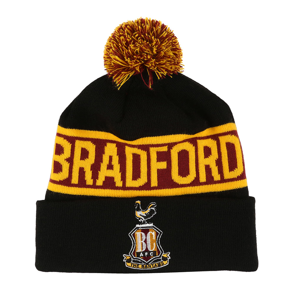 Bradford Text Bobble Hat Black